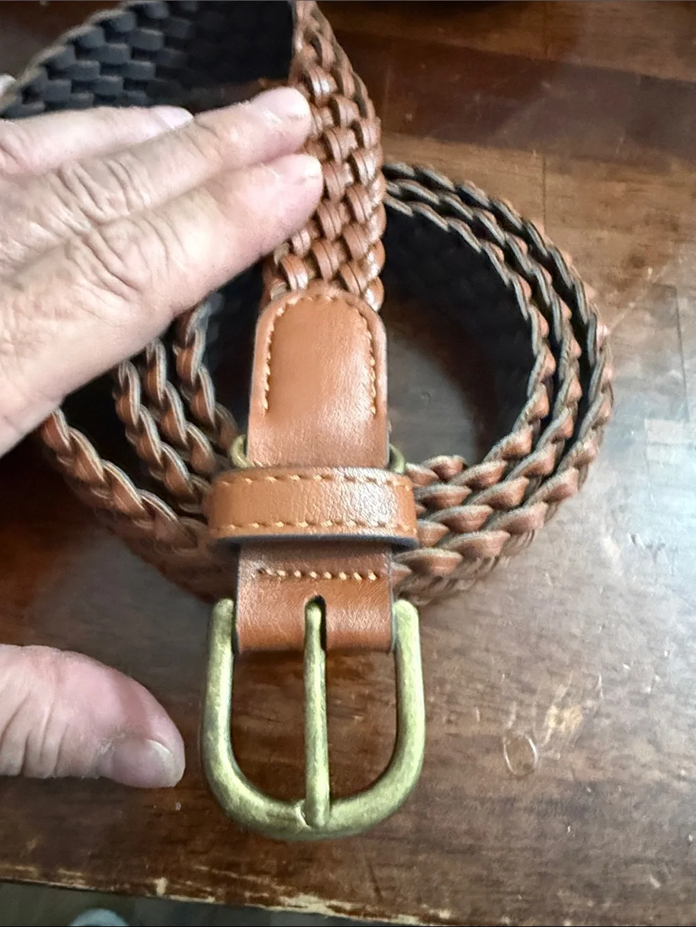 Braided Brown Leather Men’s Belt - Unbranded